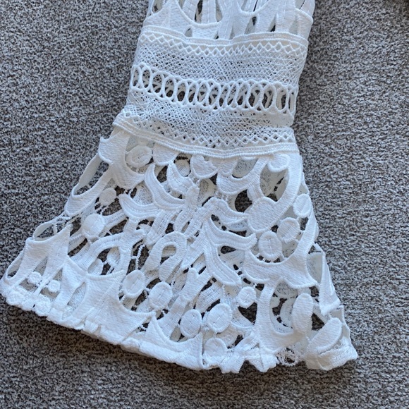 White Lace Ruffle Dress - Picture 4 of 9